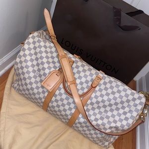 *SOLD* White Louis Vuitton 55 Keepall Bandouliere